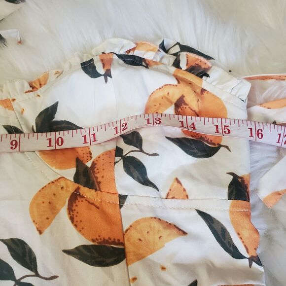 NWT Cider Dress Junior’s Ivory Yellow Lemon Print Sundress Tie Straps Size M - Picture 9 of 11